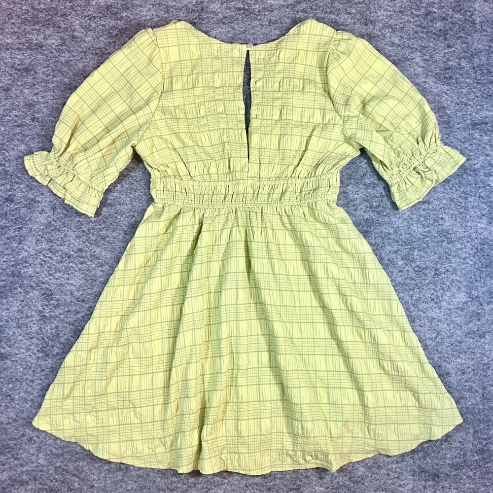 Princess Polly Mini Dress Womens 8 Green Plaid Puff Sleeve Cottagecore Summer - Picture 5 of 10